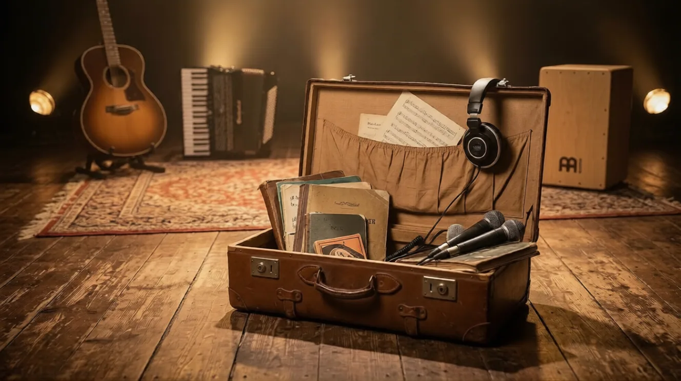 Bohèm live met gitaar in een intieme setting, passend bij de coverkoffer